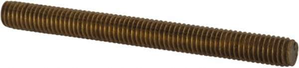 Value Collection - #10-32 2" OAL Fully Threaded Stud - Brass, Plain Finish - USA Tool & Supply