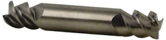Accupro - 1/8", 1/4" LOC, 1/8" Shank Diam, 1-1/2" OAL, 3 Flute, Solid Carbide Square End Mill - Double End, Uncoated, Spiral Flute, 60° Helix, Centercutting, Right Hand Cut, Right Hand Flute - USA Tool & Supply