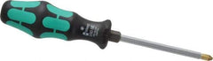 Wera - #2, 8" OAL, Standard Phillips Screwdriver - 4" Blade Length, Hexagon Shank, Ergonomic Handle - USA Tool & Supply