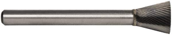 M.A. Ford - 19mm Cut Diam, 6mm Shank Diam, Inverted Cone Head Single Cut Burr - Carbide, Flat End, 16mm LOC, 61mm OAL - USA Tool & Supply