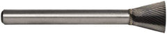 M.A. Ford - 3/4" Cut Diam, 1/4" Shank Diam, Inverted Cone Head Double Cut Burr - Carbide, Flat End, 5/8" LOC, 2-5/8" OAL - USA Tool & Supply