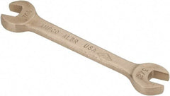 Ampco - 3/8" x 7/16" Nonsparking Open End Wrench - 5" OAL, Double End, Plain Finish, 15° Head Angle - USA Tool & Supply