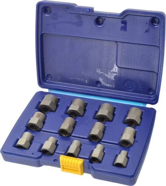 Irwin Hanson - 13 Piece Bolt Extractor Set - 3/8" Drive, Molded Plastic Case - USA Tool & Supply