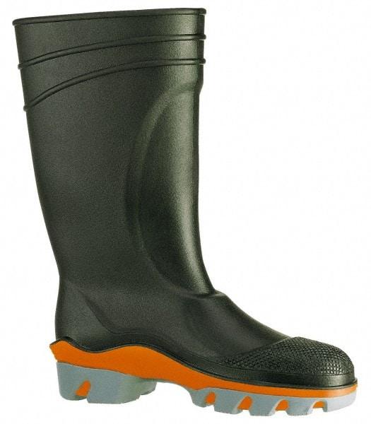 Dunlop Protective Footwear - Men's Size 15 Medium Width Plain Knee Boot - Black, PVC Upper, 15" High, Chemical Resistant, Waterproof - USA Tool & Supply