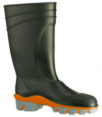 Dunlop Protective Footwear - Men's Size 6 Medium Width Plain Knee Boot - Black, PVC Upper, 15" High, Chemical Resistant, Waterproof - USA Tool & Supply