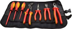 Knipex - 7 Piece Insulated Hand Tool Set - Comes in Tool Roll - USA Tool & Supply