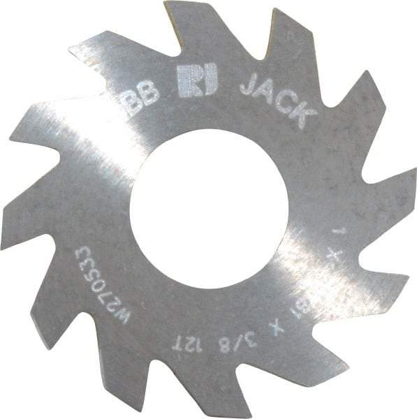 RobbJack - 1" Diam x 0.0781" Blade Thickness x 3/8" Arbor Hole Diam, 12 Tooth Slitting and Slotting Saw - Arbor Connection, Right Hand, Uncoated, Solid Carbide, Concave Ground - USA Tool & Supply