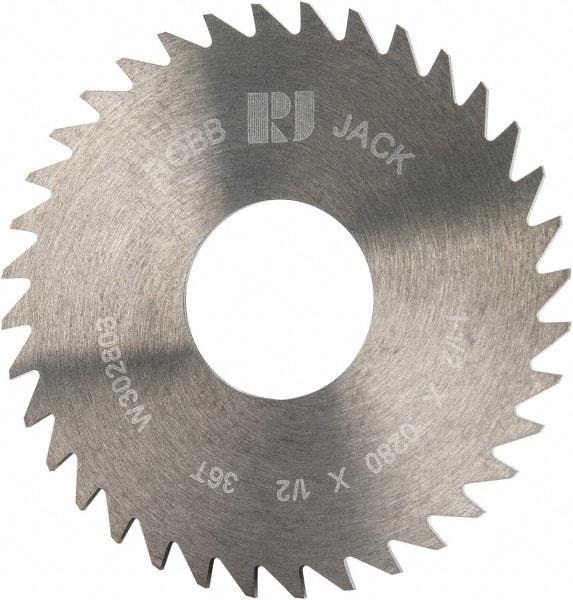 RobbJack - 1-1/2" Diam x 0.028" Blade Thickness x 1/2" Arbor Hole Diam, 36 Tooth Slitting and Slotting Saw - Arbor Connection, Right Hand, Uncoated, Solid Carbide, Concave Ground - USA Tool & Supply