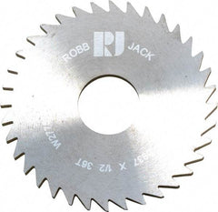 RobbJack - 1-3/4" Diam x 0.0937" Blade Thickness x 1/2" Arbor Hole Diam, 36 Tooth Slitting and Slotting Saw - Arbor Connection, Right Hand, Uncoated, Solid Carbide, Concave Ground - USA Tool & Supply