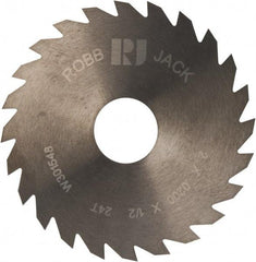 RobbJack - 2" Diam x 0.02" Blade Thickness x 1/2" Arbor Hole Diam, 24 Tooth Slitting and Slotting Saw - Arbor Connection, Right Hand, Uncoated, Solid Carbide, Concave Ground - USA Tool & Supply