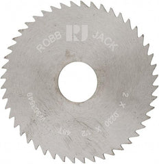 RobbJack - 2" Diam x 0.023" Blade Thickness x 1/2" Arbor Hole Diam, 48 Tooth Slitting and Slotting Saw - Arbor Connection, Right Hand, Uncoated, Solid Carbide, Concave Ground - USA Tool & Supply