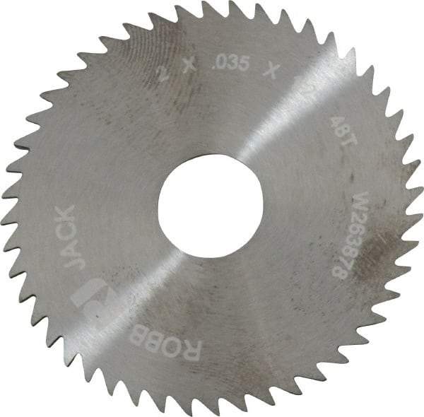 RobbJack - 2" Diam x 0.035" Blade Thickness x 1/2" Arbor Hole Diam, 48 Tooth Slitting and Slotting Saw - Arbor Connection, Right Hand, Uncoated, Solid Carbide, Concave Ground - USA Tool & Supply