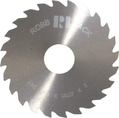 RobbJack - 2" Diam x 0.0781" Blade Thickness x 1/2" Arbor Hole Diam, 24 Tooth Slitting and Slotting Saw - Arbor Connection, Right Hand, Uncoated, Solid Carbide, Concave Ground - USA Tool & Supply