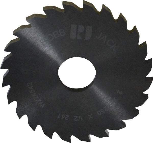 RobbJack - 2" Diam x 1/8" Blade Thickness x 1/2" Arbor Hole Diam, 24 Tooth Slitting and Slotting Saw - Arbor Connection, Right Hand, Uncoated, Solid Carbide, Concave Ground - USA Tool & Supply