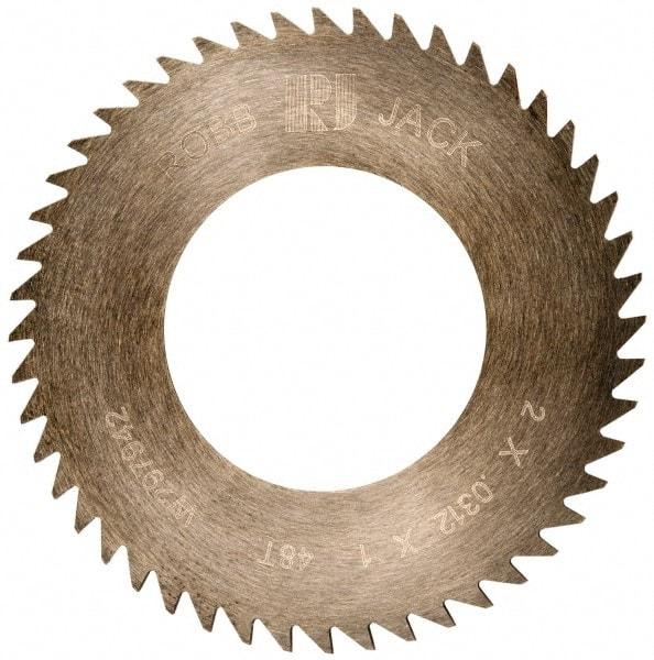 RobbJack - 2" Diam x 0.0312" Blade Thickness x 1" Arbor Hole Diam, 48 Tooth Slitting and Slotting Saw - Arbor Connection, Right Hand, Uncoated, Solid Carbide, Concave Ground - USA Tool & Supply