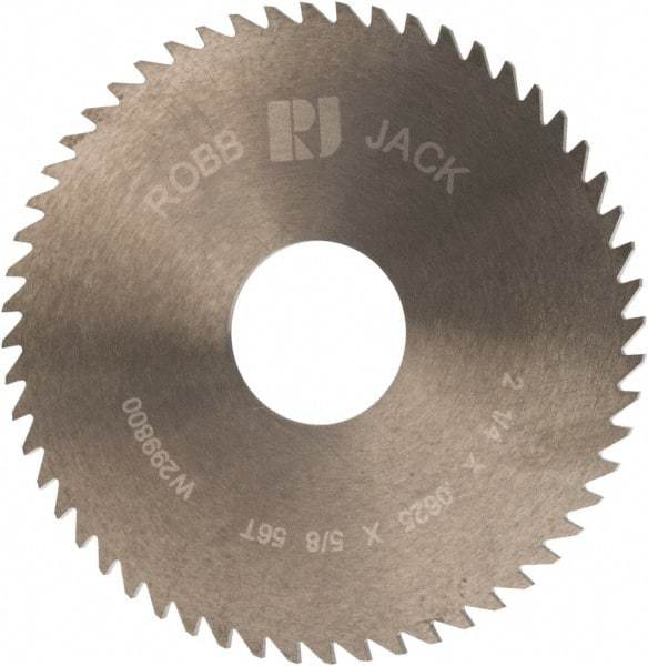 RobbJack - 2-1/4" Diam x 1/16" Blade Thickness x 5/8" Arbor Hole Diam, 56 Tooth Slitting and Slotting Saw - Arbor Connection, Right Hand, Uncoated, Solid Carbide, Concave Ground - USA Tool & Supply