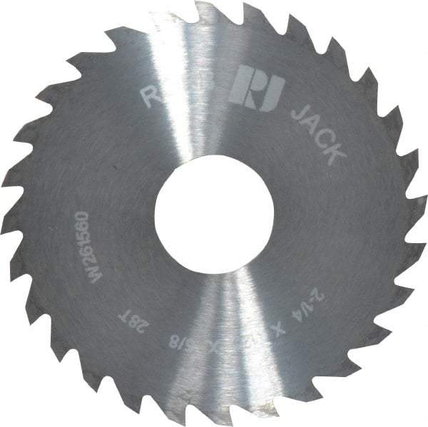 RobbJack - 2-1/4" Diam x 1/8" Blade Thickness x 5/8" Arbor Hole Diam, 28 Tooth Slitting and Slotting Saw - Arbor Connection, Right Hand, Uncoated, Solid Carbide, Concave Ground - USA Tool & Supply