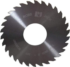 RobbJack - 3" Diam x 1/16" Blade Thickness x 1" Arbor Hole Diam, 30 Tooth Slitting and Slotting Saw - Arbor Connection, Right Hand, Uncoated, Solid Carbide, Concave Ground - USA Tool & Supply