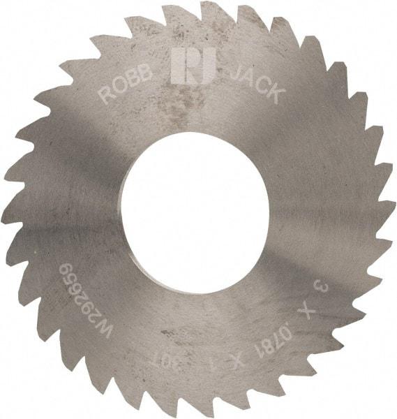 RobbJack - 3" Diam x 0.0781" Blade Thickness x 1" Arbor Hole Diam, 30 Tooth Slitting and Slotting Saw - Arbor Connection, Right Hand, Uncoated, Solid Carbide, Concave Ground - USA Tool & Supply