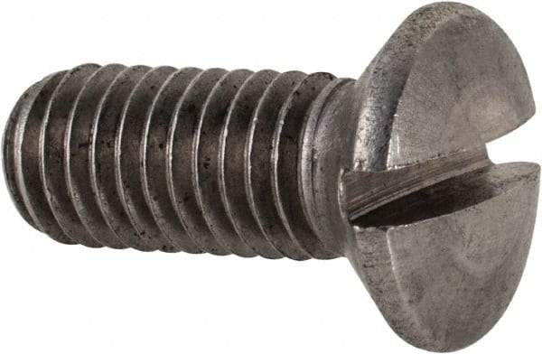 Value Collection - M8x1.25 Metric Coarse, 20mm OAL Slotted Drive Machine Screw - Oval Head, Grade 18-8 & A2 Stainless Steel, Uncoated, Without Washer - USA Tool & Supply