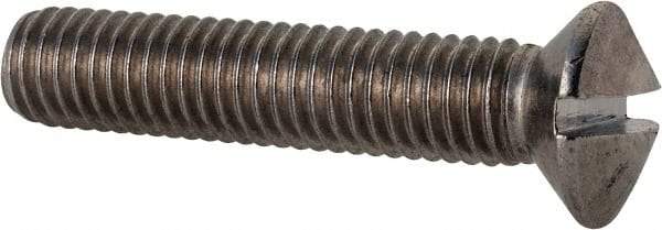 Value Collection - M8x1.25 Metric Coarse, 40mm OAL Slotted Drive Machine Screw - Oval Head, Grade 18-8 & A2 Stainless Steel, Uncoated, Without Washer - USA Tool & Supply