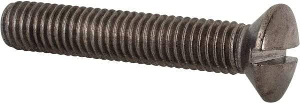 Value Collection - M8x1.25 Metric Coarse, 45mm OAL Slotted Drive Machine Screw - Oval Head, Grade 18-8 & A2 Stainless Steel, Uncoated, Without Washer - USA Tool & Supply