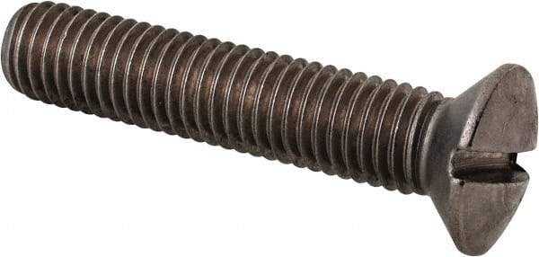 Value Collection - M10x1.50 Metric Coarse, 50mm OAL Slotted Drive Machine Screw - Oval Head, Grade 18-8 & A2 Stainless Steel, Uncoated, Without Washer - USA Tool & Supply