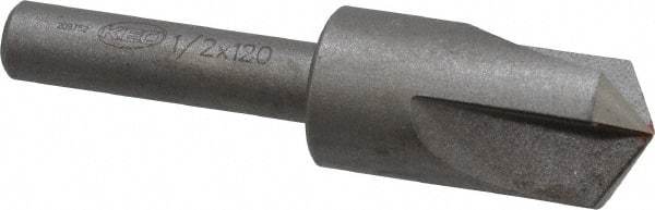 Keo - 1/2" Head Diam, 1/4" Shank Diam, 3 Flute 120° High Speed Steel Countersink - Bright Finish, 2" OAL, Single End, Straight Shank, Right Hand Cut - USA Tool & Supply