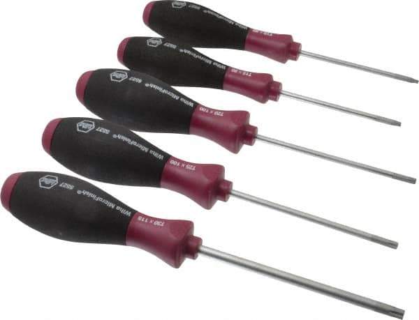 Wiha - 5 Piece Torx Screwdriver Set - Bit Sizes: Torx T10, T15, T20, T25 & T30 - USA Tool & Supply