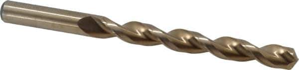 Cleveland - 7/16" 135° Cobalt Jobber Drill - Oxide/Gold Finish, Right Hand Cut, Parabolic Flute, Straight Shank, 5-1/2" OAL, Split Point - USA Tool & Supply