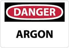 NMC - "Danger - Argon", 10" Long x 14" Wide, Aluminum Safety Sign - Rectangle, 0.04" Thick, Use for Hazardous Materials - USA Tool & Supply