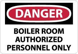 NMC - "Danger - Boiler Room - Authorized Personnel Only", 10" Long x 14" Wide, Aluminum Safety Sign - Rectangle, 0.04" Thick, Use for Security & Admittance - USA Tool & Supply