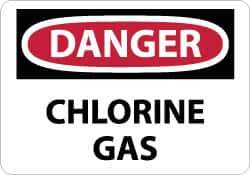 NMC - "Danger - Chlorine Gas", 10" Long x 14" Wide, Aluminum Safety Sign - Rectangle, 0.04" Thick, Use for Hazardous Materials - USA Tool & Supply