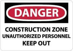NMC - "Danger - Construction Site - Unauthorized Persons - Keep Out", 10" Long x 14" Wide, Aluminum Safety Sign - Rectangle, 0.04" Thick, Use for Security & Admittance - USA Tool & Supply