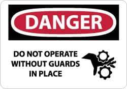 NMC - "Danger - Do Not Operate without Guards in Place", 10" Long x 14" Wide, Aluminum Safety Sign - Rectangle, 0.04" Thick, Use for Accident Prevention - USA Tool & Supply