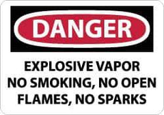 NMC - "Danger - Explosive Vapor - No Smoking, No Open Flames, No Sparks", 10" Long x 14" Wide, Aluminum Safety Sign - Rectangle, 0.04" Thick, Use for Accident Prevention - USA Tool & Supply