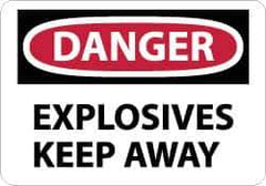 NMC - "Danger - Explosives - Keep Away", 10" Long x 14" Wide, Aluminum Safety Sign - Rectangle, 0.04" Thick, Use for Accident Prevention - USA Tool & Supply