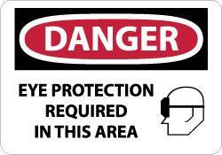 NMC - "Danger - Eye Protection Required in This Area", 10" Long x 14" Wide, Aluminum Safety Sign - Rectangle, 0.04" Thick, Use for Accident Prevention - USA Tool & Supply