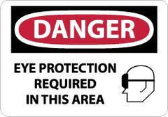 NMC - "Danger - Eye Protection Required in This Area", 10" Long x 14" Wide, Aluminum Safety Sign - Rectangle, 0.04" Thick, Use for Accident Prevention - USA Tool & Supply