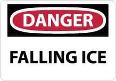 NMC - "Danger - Falling Ice", 10" Long x 14" Wide, Aluminum Safety Sign - Rectangle, 0.04" Thick, Use for Accident Prevention - USA Tool & Supply