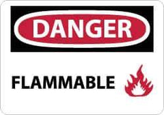 NMC - Danger - Flammable, Aluminum Fire Sign - 14" Wide x 10" High - USA Tool & Supply