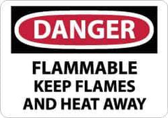 NMC - "Danger - Flammable - Keep Flames and Heat Away", 10" Long x 14" Wide, Aluminum Safety Sign - Rectangle, 0.04" Thick, Use for Hazardous Materials - USA Tool & Supply