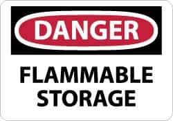 NMC - "Danger - Flammable Storage", 10" Long x 14" Wide, Aluminum Safety Sign - Rectangle, 0.04" Thick, Use for Hazardous Materials - USA Tool & Supply