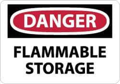 NMC - "Danger - Flammable Storage", 10" Long x 14" Wide, Aluminum Safety Sign - Rectangle, 0.04" Thick, Use for Hazardous Materials - USA Tool & Supply