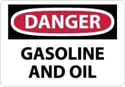 NMC - "Danger - Gasoline and Oil", 10" Long x 14" Wide, Aluminum Safety Sign - Rectangle, 0.04" Thick, Use for Hazardous Materials - USA Tool & Supply