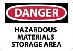 NMC - "Danger - Hazardous Materials Storage Area", 10" Long x 14" Wide, Aluminum Safety Sign - Rectangle, 0.04" Thick, Use for Security & Admittance - USA Tool & Supply