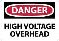 NMC - "Danger - High Voltage Overhead", 20" Long x 28" Wide, Aluminum Safety Sign - Rectangle, 0.04" Thick, Use for Accident Prevention - USA Tool & Supply
