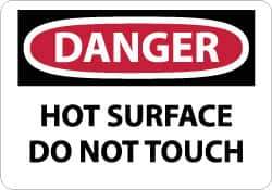 NMC - "Danger - Hot Surface - Do Not Touch", 10" Long x 14" Wide, Aluminum Safety Sign - Rectangle, 0.04" Thick, Use for Accident Prevention - USA Tool & Supply