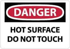 NMC - "Danger - Hot Surface - Do Not Touch", 10" Long x 14" Wide, Aluminum Safety Sign - Rectangle, 0.04" Thick, Use for Accident Prevention - USA Tool & Supply