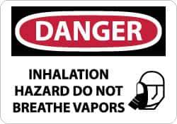 NMC - "Danger - Inhalation Hazard - Do Not Breathe Vapors", 10" Long x 14" Wide, Rigid Plastic Safety Sign - Rectangle, 0.05" Thick, Use for Accident Prevention - USA Tool & Supply